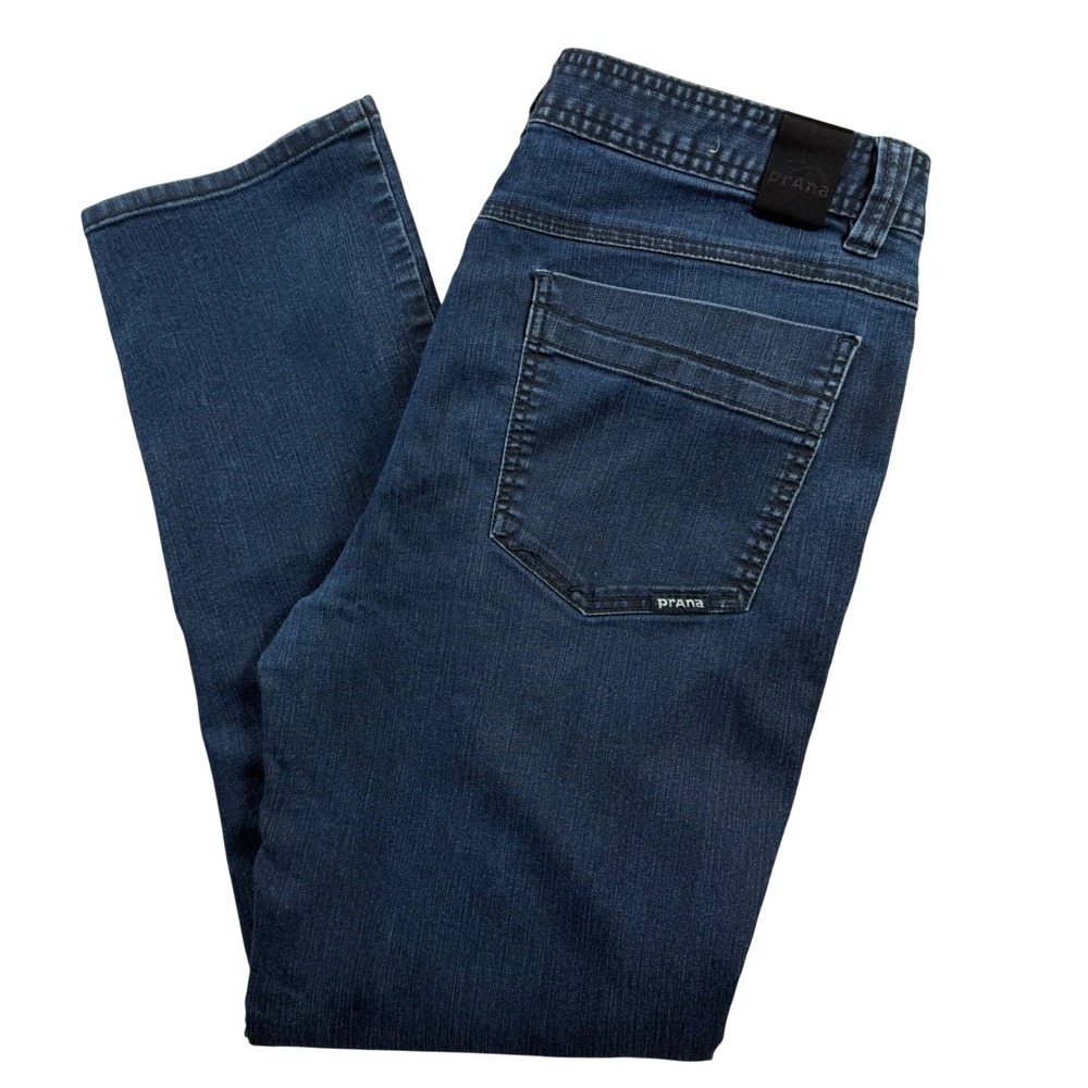 prAna Slim Fit Jeans Men 36x32 Dark Blue Organic Cotton Stretch Denim